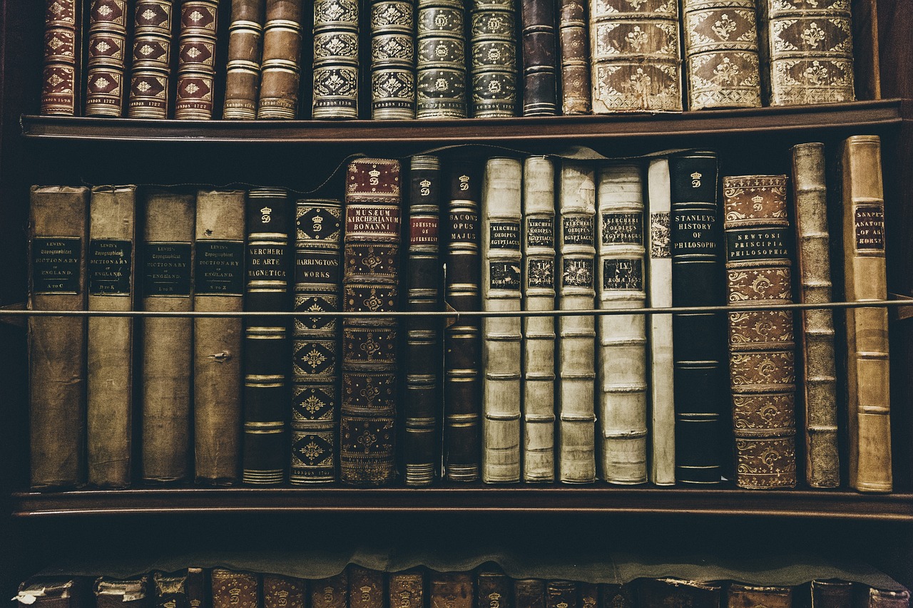 Books arranged for readers in a library